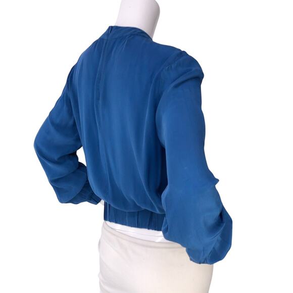 Scotch & Soda Blouse Womens S Blue Viscose Twist Front Mock Neck Long Sleeve - Picture 8 of 16